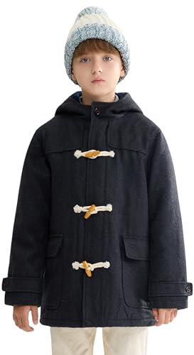 maoo garden Cappotto di Lana Bambino e Ragazzo Inverno Pesante Sherpa Foderato Duffle Giacca Pelliccia sul Cappuccio Giallo 146-152