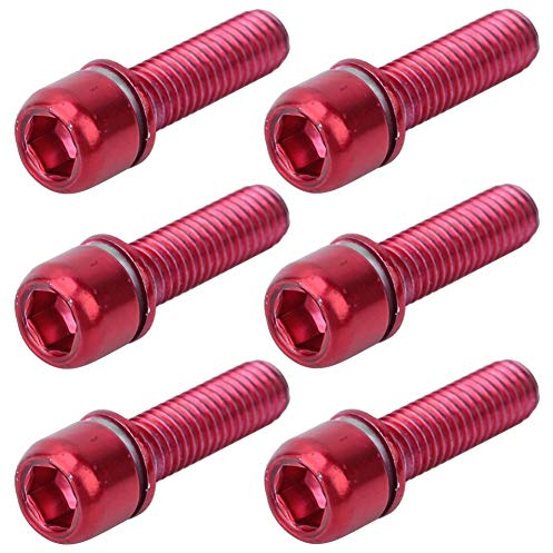 6 Pièces Vis en Alliage de Titane Vélo VTT Vis de Vélo M5 pour Potence de Vélo Vis de Fixation à Tête Conique Ensemble Boulon de Tige de Vélo M5 x 18mm pour Vélo en Alliage avec Rondelle, Rouge