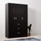 Wooden 3 Doors 3 Drawers Wardrobes with Hanging Rail and Storage Shelves Modern Large Clothes Cupboards Unit for Bedroom Furniture (Black)