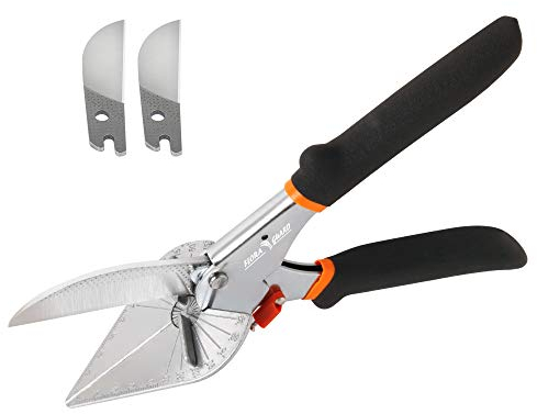 FLORA GUARD Verlängern Gehrungsschere – 45 bis 135 Grad Multi-Winkel-Verkleidungsschneider, Dichtungsschere zum Schneiden von Weichholz, Kunststoff, PVC und mehr, inklusive 2 Ersatzklingen