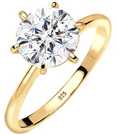 Elli Ring Damen Verlobung mit Kristall in 925 Sterling Silber