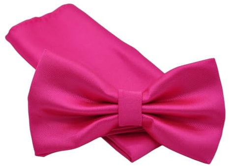 Massiliano Sergio - Set papillon e sacchetto abbinato, rosa fucsia tinta unita., Fucsia, 12x6cm