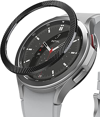 Ringke Bezel Styling Compatibile con Cover Samsung Galaxy Watch 4 Classic 46mm, Ghiera Anti Graffio Acciaio Inossidabile Adesiva Accessorio - Black (46-41)