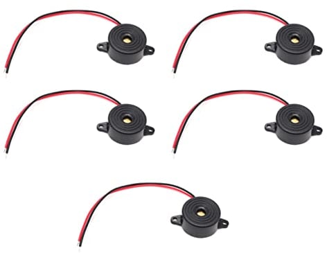 JZK 5 STÜCKE DC3-24 V Elektronischer Summer, Elektronischer Alarmgeber, Piezo-Summer, Aktiver Summeralarm, Elektronischer Alarmsummer mit Drahtleitungen