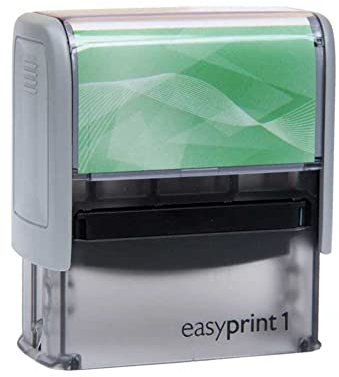 Selbstfärbender Stempel easyprint 1 grün – personalisierbarer Firmenstempel, Namensstempel, Adressstempel oder sonstiger Textstempel – Abdruck ca. 38x14 mm mit bis zu 4 Zeilen
