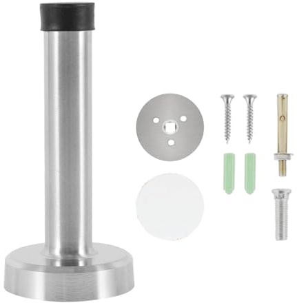 CKLHCFF Edelstahl Türstopper, Stainless Steel Door Stopper, Wandtürstopper, mit Gummipuffern Boden Türkeil Boden Buffer für Alle Hartböden Wand zum Schutz von Türen Und Fenster (Silber, 18cm/7.09in)
