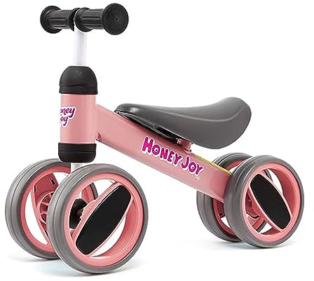 GOPLUS Baby Laufrad mit 4 Rädern, Lauflernhilfe mit ergonomischem Griff & gepolstertem Sitz, niedliches Kinderfahrzeug für Kinder 1-2 Jahre, für Innen- & Außenbereich (Rosa)