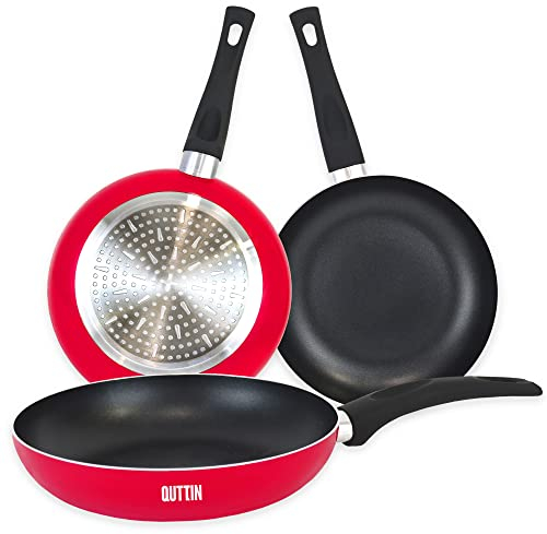 Quttin - Sartén Antiadherente de inducción Infinity con Mango. Para todo tipo de cocinas. Aluminio Forjado Doble Capa. Resistente Duradera Tortilla de patatas. Rojo Sarten Pequeña 18 cm