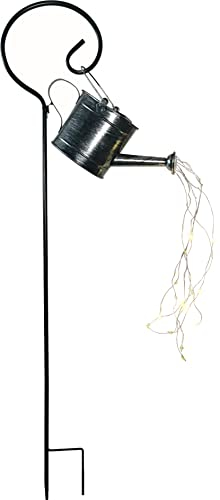 Seasonals - Solar-Giesskanne Poury, mit Aufhängestab, ca.24 x 21 cm, Gartendeko zum Hängen und Stellen, warmweisse LED