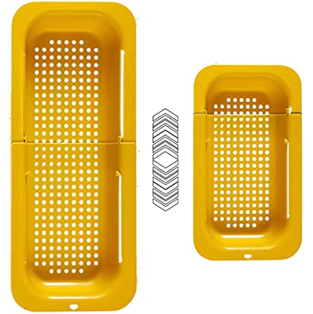 Passoire de cuisine à évier, Passoire Pliable et Réglable, Egouttoir de Cuisine, Vaisselle, Légumes, Fuits, Essentiels de Cuisine, Support de Séchage pour évacuer L’eau (Orange)