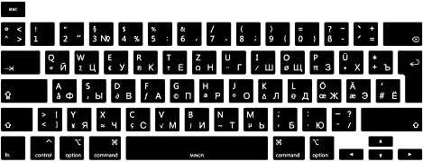 MiNGFi Silikon Russisch/QWERTZ Tastaturschutz für MacBook Pro 13 M1/M2 A2338 (2020–2023), A2289 (2020), A2251 (2020–2021), Pro 16 A2141 (2019–2021) EU/ISO Tastaturlayout - Schwarz