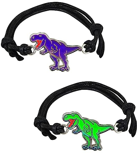 FAMIDIQGO 2 Stück Rex Dinosaurier Charm Farbwechsel Stimmungsarmband für Jungen Mädchen Dino Schmuck Freundschaftsgeschenk Armband zur Temperaturkontrolle