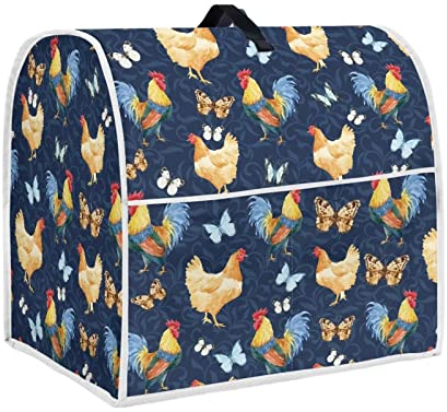 Annejudy Chicken Rooster Butterfly Kitchen Aid Mixer Cover, Stand Mixer Cover Compatible with 4.5-5 Quarts Kitchen Aid Stand Mixer, Kitchen Aid Covers For Stand Mixer, Kitchen Aid Mixer Accessories