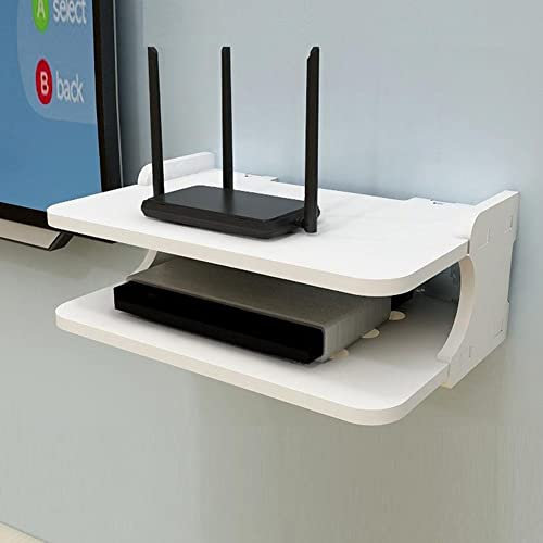 FACULX Floating Shelf for TV Components Wall Hanging Rack Router Game Consoles Home WiFi Wall-Mounted Cabinet Media Console Set-top Telephone Remote Floating Shelf 2 Tier Mini Shelf