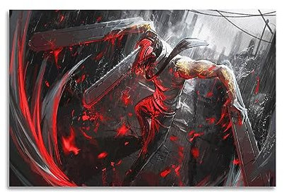 SHUPSY Chainsaw Man Anime Poster Dekorative Malerei Leinwand Wandkunst Wohnzimmer Poster Schlafzimmer Malerei 12x18inch(30x45cm)
