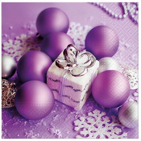 Tete a Tete Tovaglioli di carta natalizi a 3 veli, per decoupage, 33 x 33 cm, confezione da 20 (decorazione natalizia lilla)