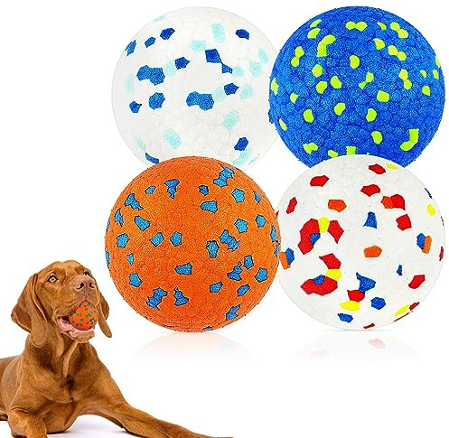 vsshe Hundeball,4 Stück Hundespielzeug Ball Super Dehnbar Hundeball Hundebälle für Aggressive Kauer Unzerstörbar Hundebälle Hundespielzeug Stark Federnde Trainingsbälle für Kleine Mittelgroße Hunde