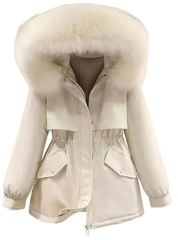 rtdgcv Steppjacke Damen Lockere, große Daunenjacke für Damen, Dicke Plüsch-Baumwolljacke mit Reißverschluss und großen Taschen Soft Girl Kleidung Winterjacke Damen Lang Warm Gefüttert