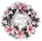 QmjdDymx Ghirlande di Natale, Ghirlanda per Porta di Natale da 30 cm con Fiocco Rosa e Palla Decorativa per Ornamenti Invernali all'aperto.