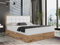 MKS MEBLE Boxspringbett 180x200 mit Bettkasten Eiche, Polsterbett 180x200 mit Matratze H4, Bett 180x200 mit Kopfteil, Bett mit Holzrahmen in Wotan Eiche - 180x200 - Weiß Kunstleder - Albero-1