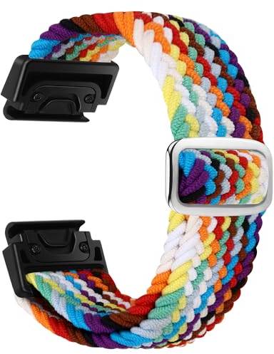 enkic Armband Kompatibel mit Garmin Fenix 7/7 Pro/6/6 Pro/5/5 Plus, 22mm Geflochtenes Elastisch Uhrenarmband für Approach S60/S62/Quatix 5/Epix, Elastisch Sport Loop Ersatzarmband