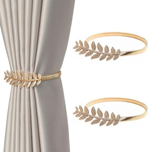 Lot de 2 Embrasse pour Rideaux,Attache Rideaux Fenetre Pince, Embrasse Rideau avec Corde à Ressort Réglable, pour Maison,Bureau, Hôtel,Décoration de Fenêtre