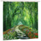 Newhomestyle Garden View Bathroom Shower Curtain, Natural Plant Landscape Flower Forest Green Waterproof Bath Curtain, Quick-Drying Floral Garden Curtains with 12 Hooks, 180X180cm/ 71X71 in
