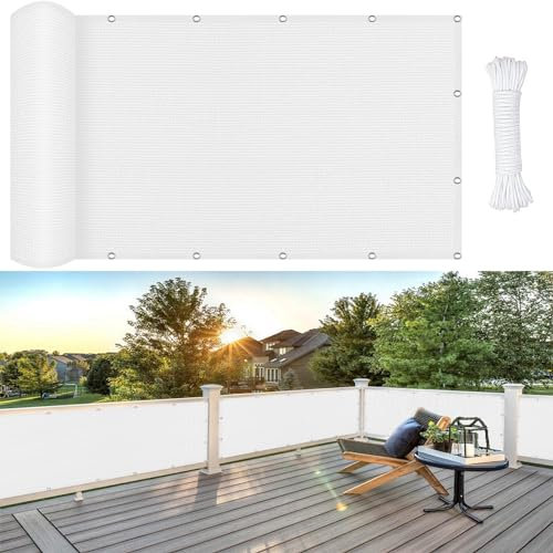 Vela Ombreggiante Rettangolare Tenda 120 x 250 cm, Antistrappo, Traspirante, 98% Anti UV, Telone Oscurante Antivento, Solare Vela Ombreggiante, per Balcone, Terrazza, Bianco
