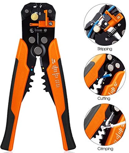 ATEK 3 in 1 Wire Stripper, Automatic Wire Stripper with Spring Loaded Handles, Self-Adjustable Stripping Wire Cutter Pliers 10-22 AWG for Electricians, Circuit & Distribution Box Repair – Multicolor