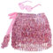 Glitzer Rock Damen Fransen Rock Glitzer mit Hippie Brille Mini Latein Rock Kurz Bauchtanz Kostüm Rave-Kostüm für Frauen Mädchen (DE/NL/SE/PL, Alphanumerisch, Einheitsgröße, Regular, Regular, Rosa)