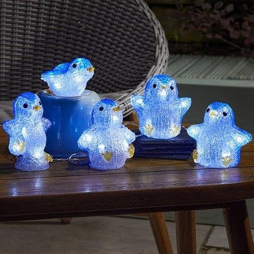 Marco Paul LED Penguin Christmas String Lights – Battery Operated Festive Decorations with Timer – Light-Up Indoor & Outdoor Xmas Ornaments for Home & Holiday Décor Christmas Decoration Garden Light