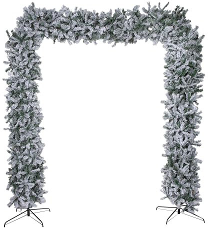Samuel ALEXANDER 8ft (2.55m) Double Door Artificial Snow Flocked Christmas Tree Arch in Green with 2000 Tips