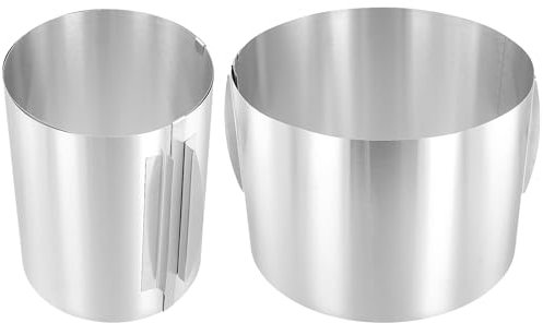 CHEUKYIU Lot de 2 Cercles à Tarte Réglables de 16 à 30 cm, Hauteur 20 cm, avec Graduation Précise à l'Intérieur, en Acier Inoxydable, Cercles à Pâtisserie, Moules à Gâteau