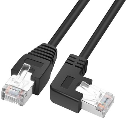 YACSEJAO RJ45 90 Grad Ethernet Kabel Cat6 RJ45 Stecker zu rechtwinkligen Netzwerk Patchkabeln Wählen Sie aus mehreren Winkellängen (Linker Winkel, 1M/3,2FT)