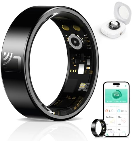 HPLSZCN Ceramic Smart Ring with Charging Case, Multi-exercise Mode Pedometer, Heart Rate, Oxygen Saturation, Sleep, IP68 Waterproof, Fitness Activity Tracking Ring (7)