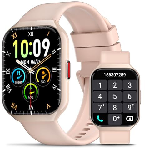 Smartwatch Uomo Donna, 1.96 HD Orologio Smartwatch con Effettua/Risposta Chiamate, 113+ Sportive Smart Watch con 24H Cardiofrequenzimetro/SpO2/Sonno/Contapassi, IP68 Orologio Fitness (Oro rosa)