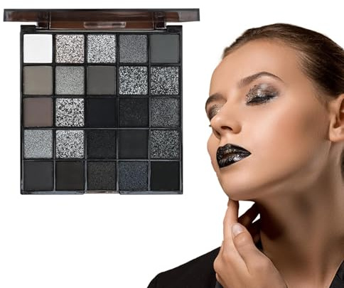 Lidschatten-Palette Smoky - Dunkle Lidschatten Palette | Grau Lidschatten Palette | 25 Farben Gothic Black Long Lasting Eye Shadow Palette | Or