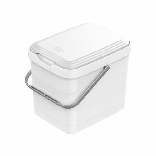 eacommerce - Pattumiera Sottolavello Differenziata | Bidoncino con Maniglia | Adatta a Cassetti Cucina | Capacità 8L | Bianca | Misure 27x20x23H cm