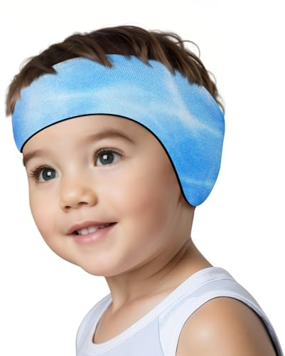 HeySplash Bande de Natation Étanche pour Les Enfants, Bande de Sport Nautique, Bandeau Imperméable de Haute Élasticité, Bandeau Cheveux en Néoprène pour Le Surf, S, Ondulation Bleue