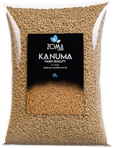 ZOMA Kanuma giapponese professionale qualità hard 2-5 mm, Terriccio per bonsai e acidofile drenante e poroso a ph acido, Terriccio acidofile - 2 litri