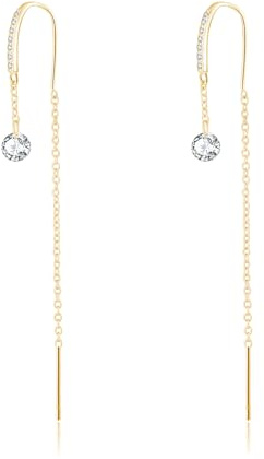 SLUYNZ 925 Sterling Silber CZ Kette Ohrringe für Damen Mädchen Einfädler Hängend Ohrringe Lang Ohrhänger