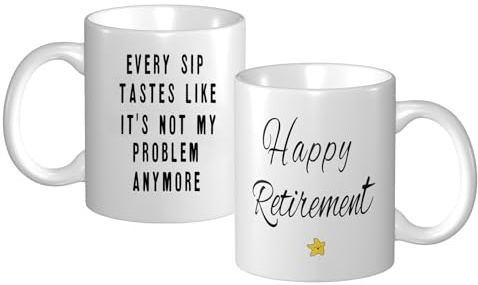 Sunlark Retirement Gifts for Men Women Retirement Cup, Retired Coffee Mug | Not My Problem Anymore Leaving 11oz Ceramic Cup Retired Gift for Colleague, Boss, Teacher, Farewell Present