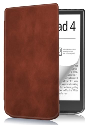 Vivlio Inkpad 4 7,8 Étui fin en cuir PU avec fonction veille/réveil automatique (XK) pour liseuse Vivlio Inkpad 4 Marron