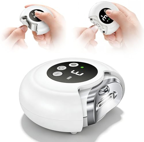 Ghekkli Coupe ongles Electronique Professional Blanc avec Tête Pivotante à 360° – 3 Vitesses, Lumière LED, Coupe-ongles et Polissoir en un, pour Une Manucure Précise