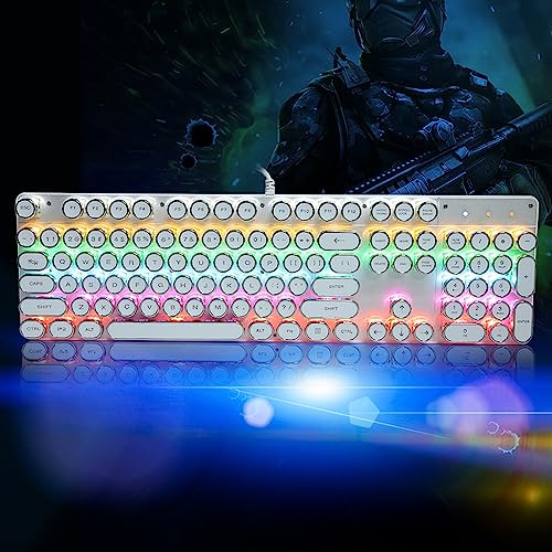 Acouto 900‑5 White Mechanical Keyboard with Retro Round Computer Parts Millions of the Long PC KeyboardKeyboardMechanical KeyboardGame KeyboardComputer Parts