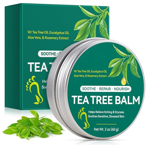 Baume d'arbre à thé pour pieds et soins de la peau - Baume végétal naturel avec vitamine E et cire d'abeille - Crème hydratante apaisante pour peaux sèches - 60 ml