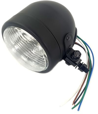 BIKE IT Motorcycle Dominator Headlight 3.5 Matt Black Metal Body H4 Bulb E-Marked