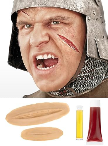Schnittwunden - Latex-Applikation mit Hautkleber - Special-Effect Kostüm-Zubehör - Make-Up für Halloween, Karneval & Horror-Party