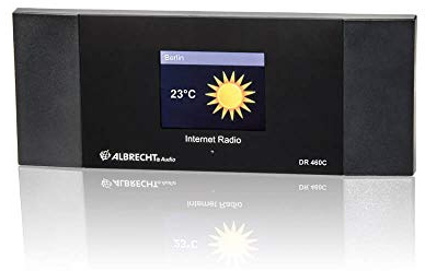 Albrecht DR 460 C 27462, Internetradio-Adapter mit Farbdisplay zum Anschluss an die Stereoanlage, Fern- oder App-Steuerung, DLAN, Alarm- und Wetterfunktionen