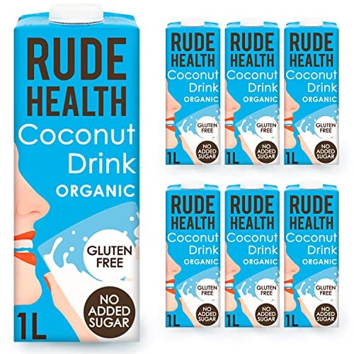 Rude Health 6 x 1 Litre Organic Coconut Dairy-Alt Milk, 100% Natural Organic Drink, Lactose Free, Dairy Free & Gluten-Free, No Added Sugar, Award-Winning, Healthy & Vegan, 100% Recyclable Packaging